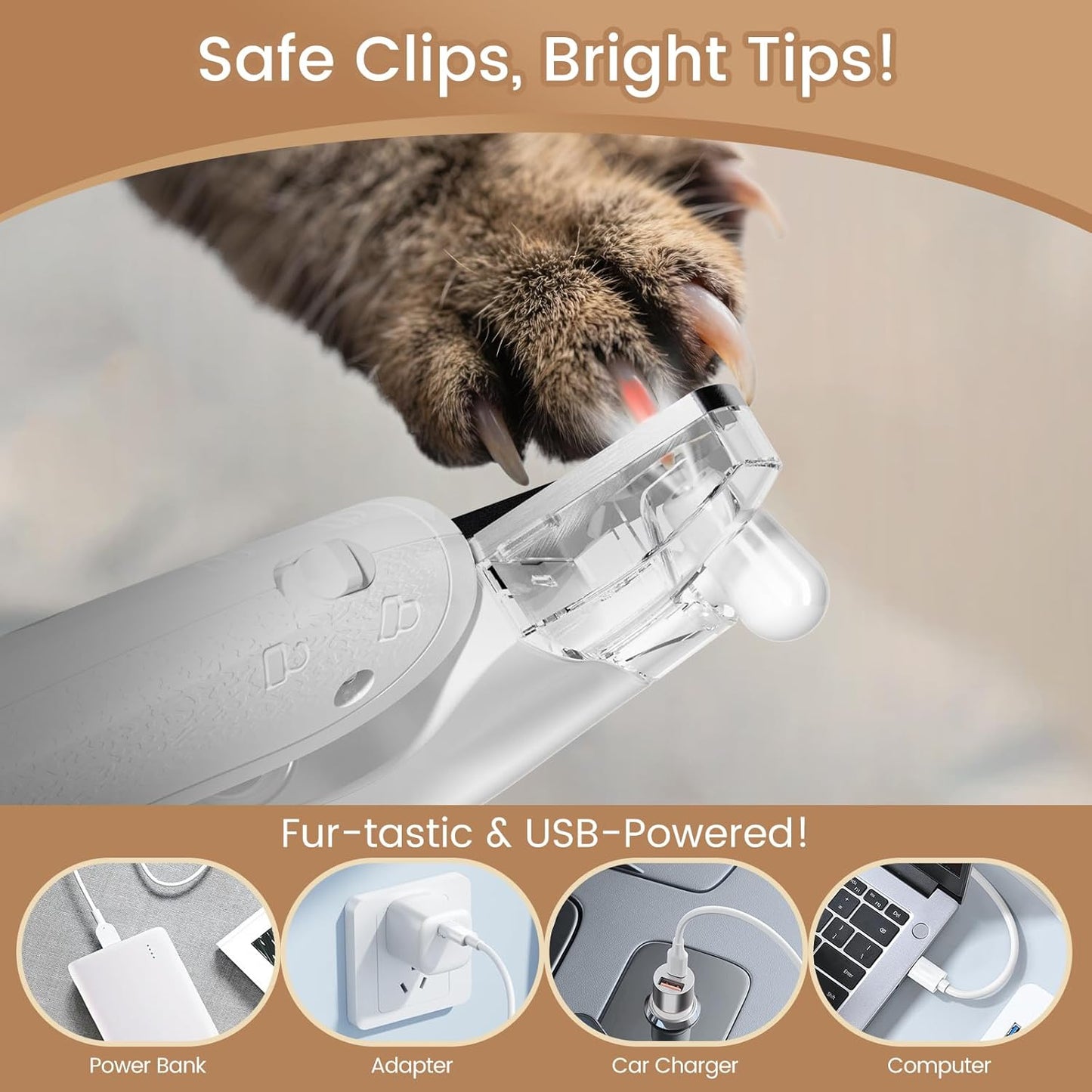 2 in 1 Dog Nail Trimmers & Clippers with LED Lights