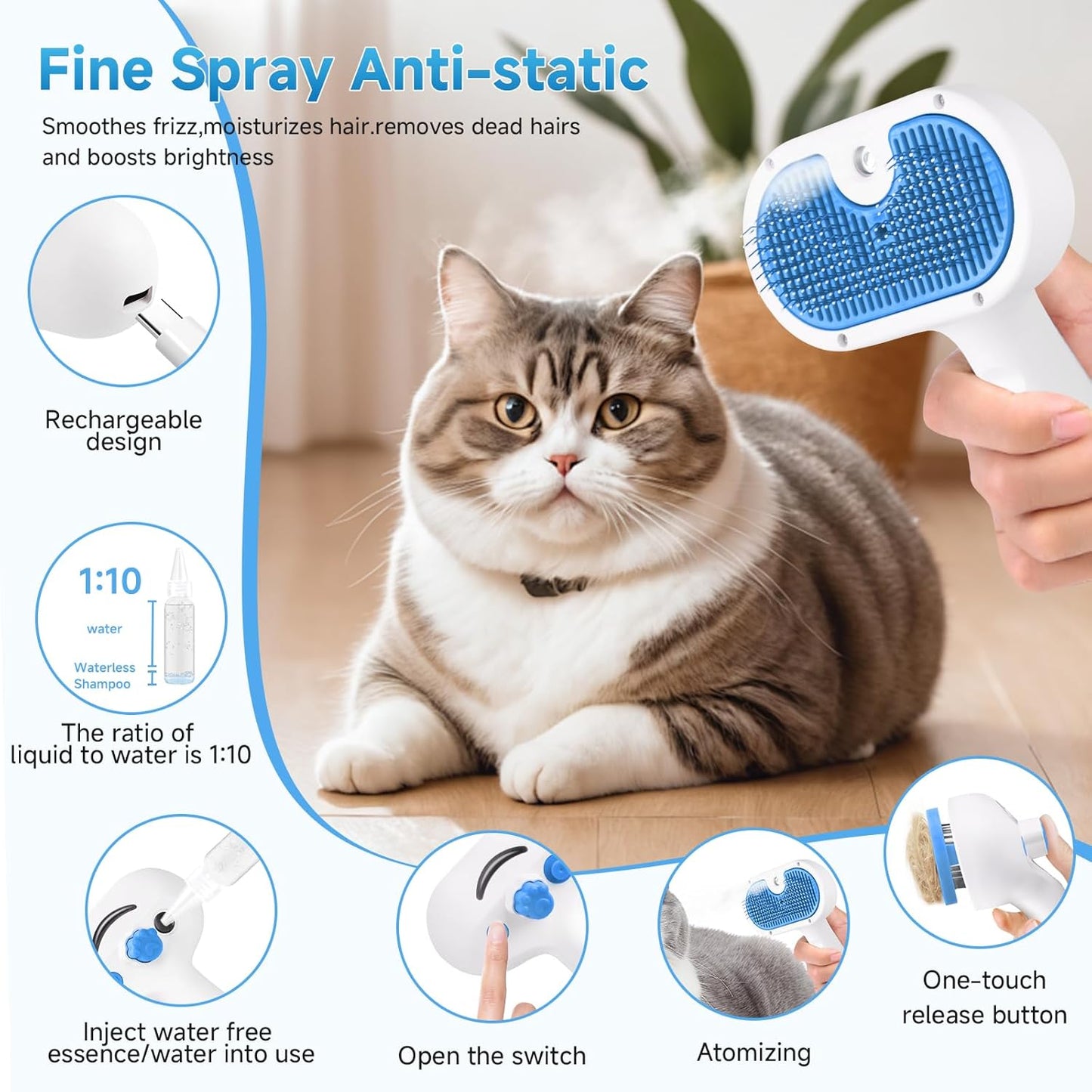 Pet Steam Brush for Dog & Cat