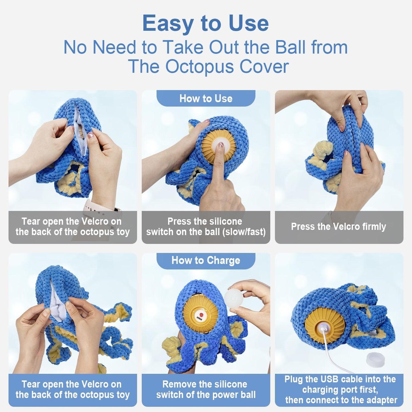 Dog Toys Octopus, Durable Automatic Jumping Dog Toy