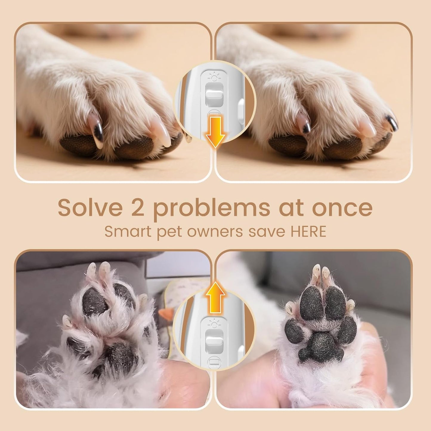 2 in 1 Dog Nail Trimmers & Clippers with LED Lights