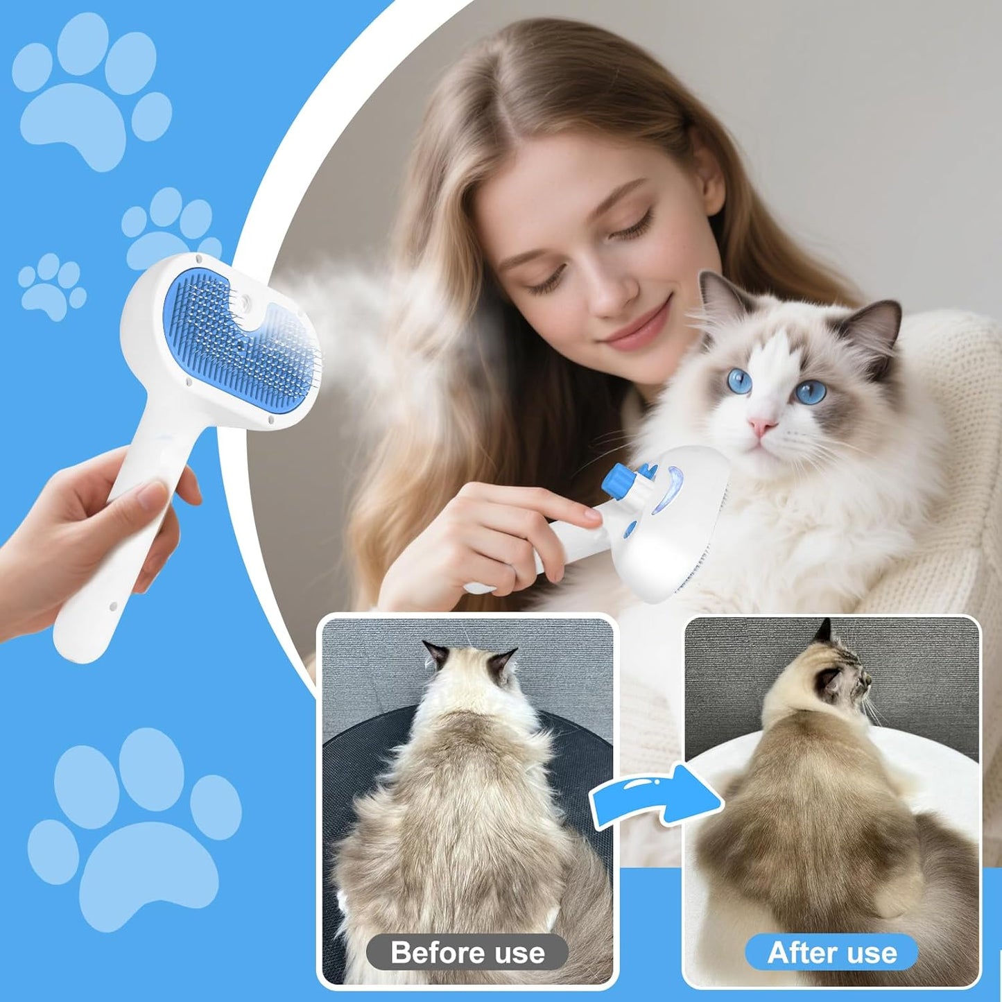 Pet Steam Brush for Dog & Cat