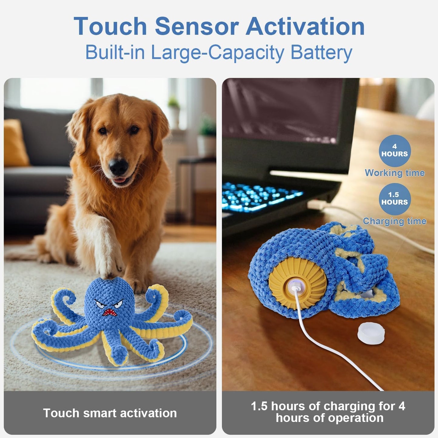 Dog Toys Octopus, Durable Automatic Jumping Dog Toy