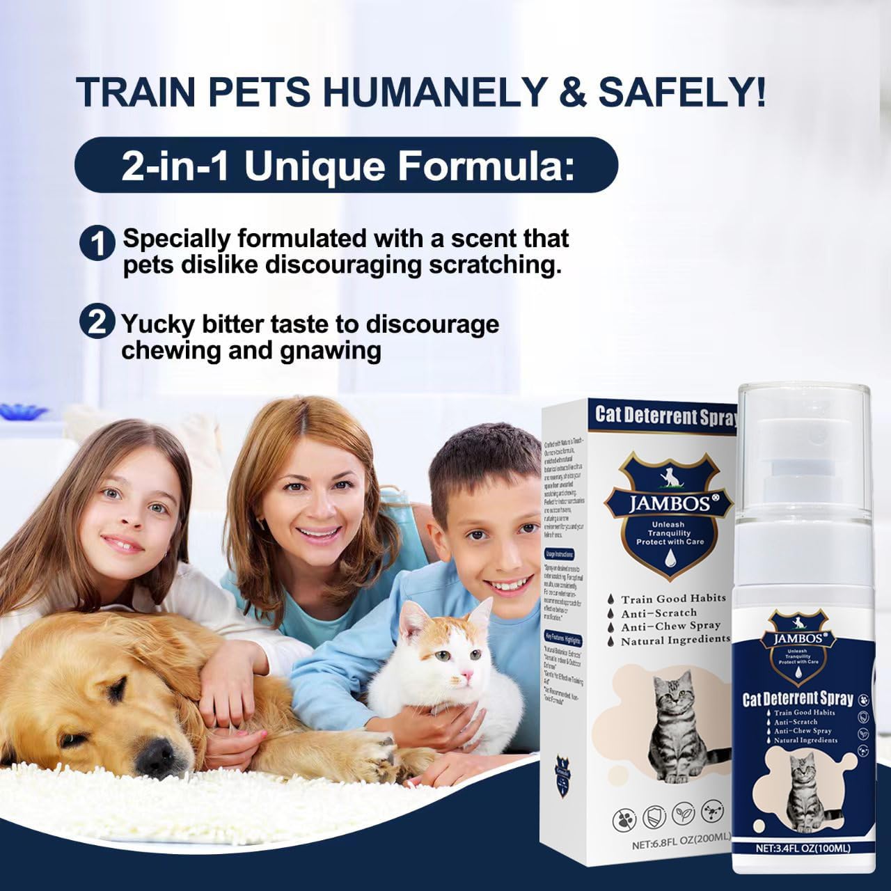 2 Bottles Cat Deterrent Spray – Natural, Non-Toxic Anti-Scratch Spray