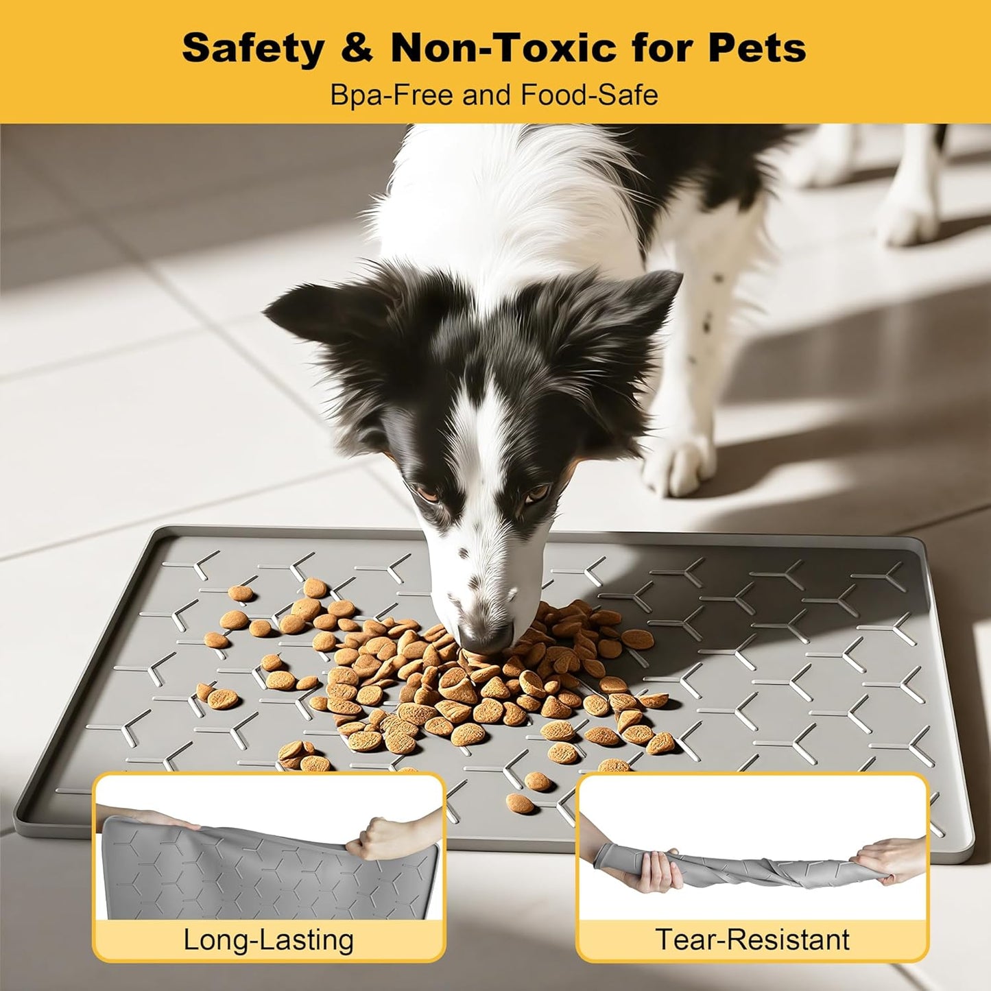Silicone Waterproof Food Grade Pet Food Mat for Floor