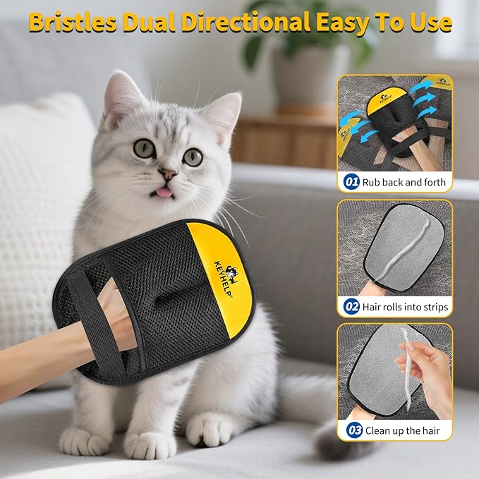 2Pcs Pet Hair Removal Glove for Dogs & Cats