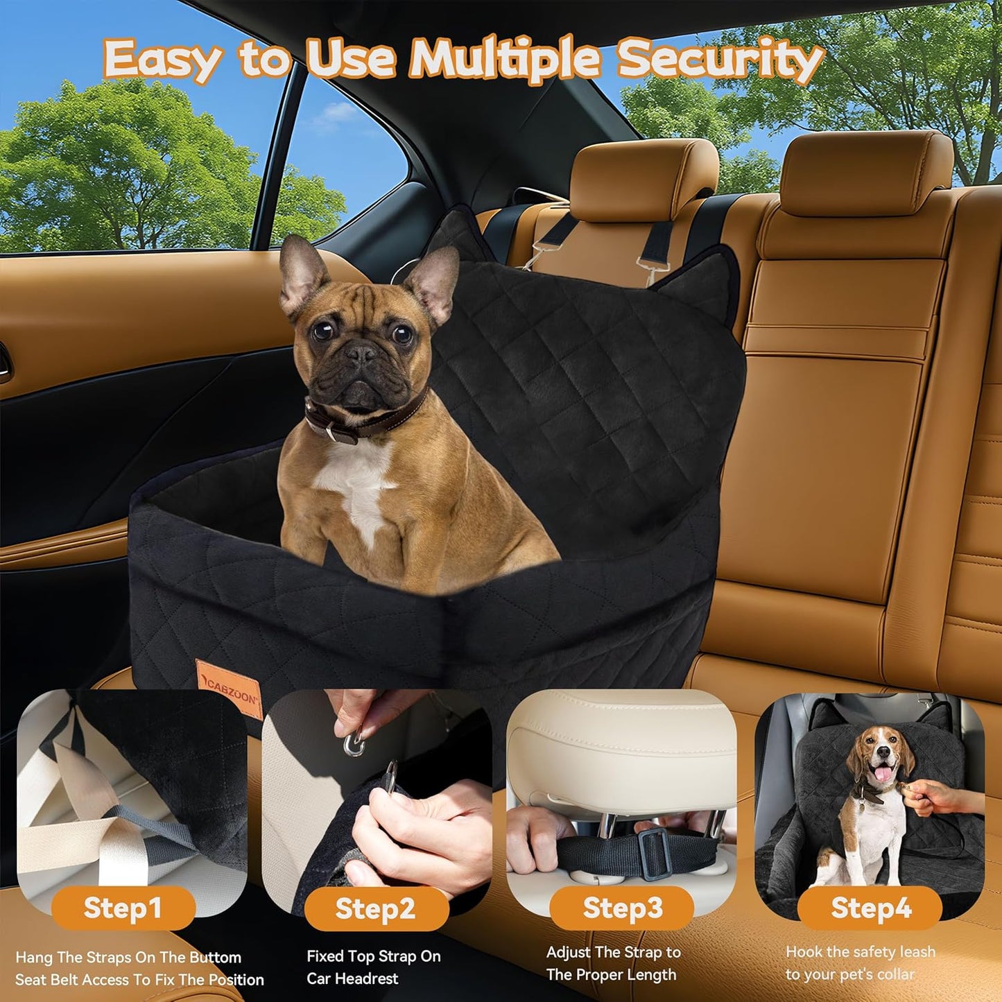 Dog Car Seat for Small/Medium Dogs Up to 35lbs